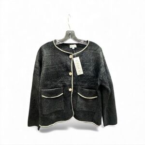 Black Teddy  sweater with Gold Trim